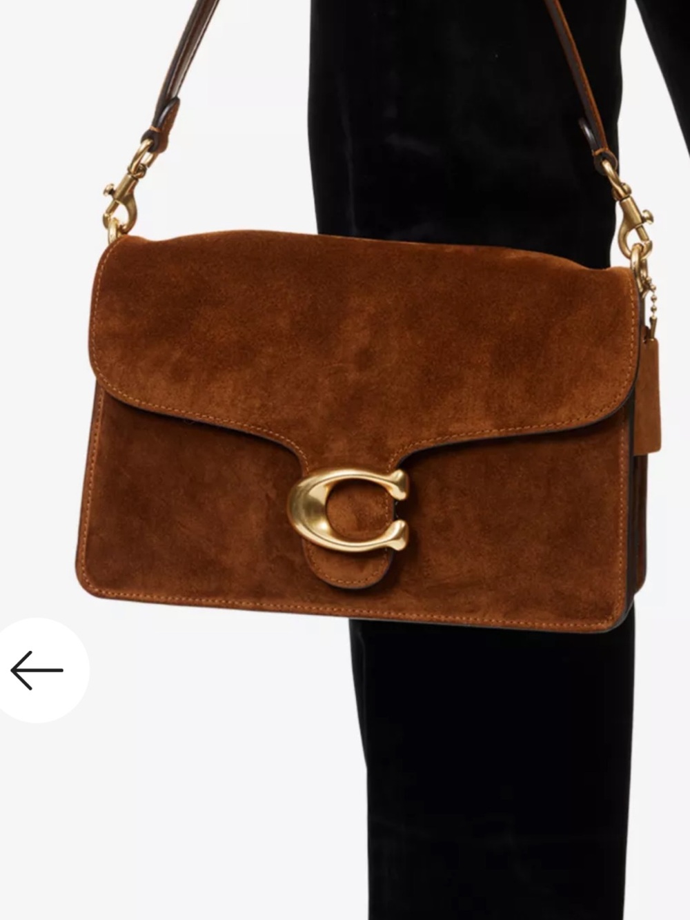 Coach Suede Shoulder Bag in Brown with Gold Hardware